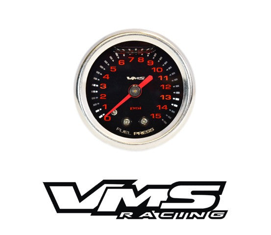Assembled Low Pressure Fuel Gauge For Carburetors - 15 PSI / 1 Bar, Universal Fit
