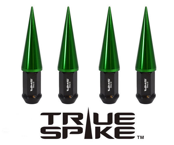 1/2-20 112MM LONG CNC MACHINED FORGED STEEL EXTENDED SPIKE (25MM DIAMETER) LUG NUTS ANODIZED ALUMINUM CAPS // 25MM CAP DIAMETER 73MM CAP LENGTH PART NUMBER LGC024