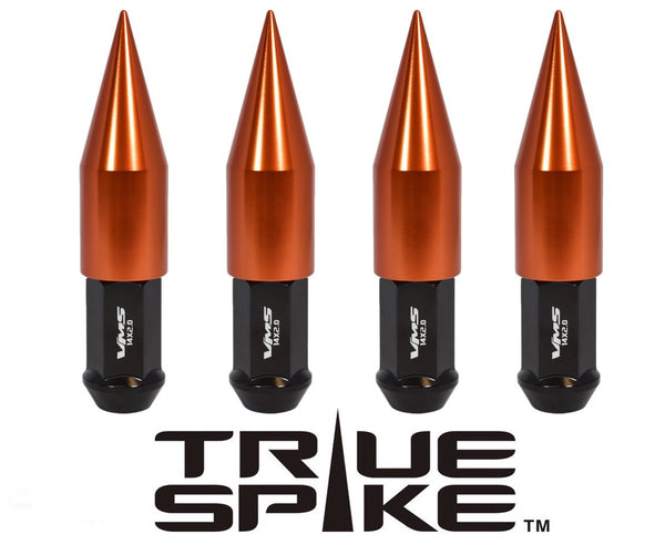 14x2.0 MM 124MM LONG EXTENDED 2ND DESIGN SPIKE (25MM DIAMETER) STEEL LUG NUTS ANODIZED ALUMINUM CAPS TRUCK LENGTH 04-14 FORD F150 RAPTOR TREMOR EXPEDITION // 25MM CAP DIAMETER 73MM CAP LENGTH PART # LGC025