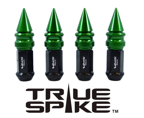 1/2-20 89MM EXTENDED RIBBED SPIKE (25MM DIAMETER) STEEL LUG NUTS ANODIZED ALUMINUM CAPS // 25MM CAP DIAMETER 51MM CAP LENGTH PART NUMBER LGC028