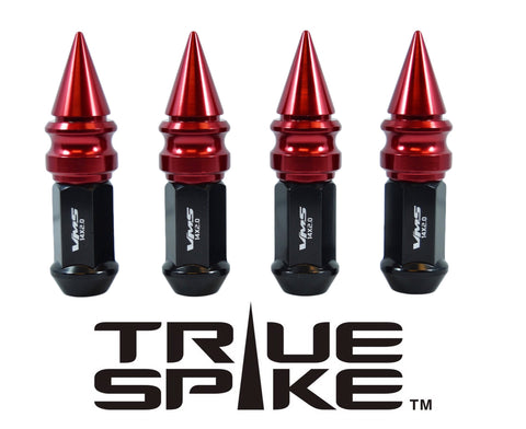 14X1.5 MM 89MM LONG CARS ONLY!! NO TRUCKS!! EXTENDED RIBBED SPIKE (25MM DIAMETER) STEEL LUG NUTS ANODIZED ALUMINUM CAPS // 25MM CAP DIAMETER 51MM CAP LENGTH PART NUMBER LGC028