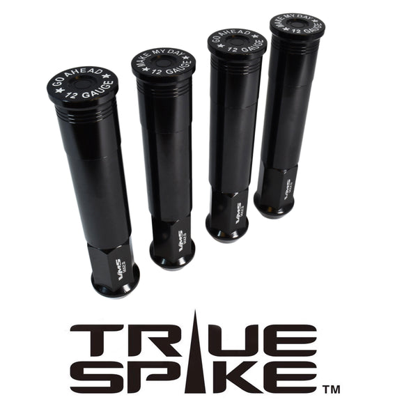 9/16-18 127MM LONG SHOTGUN SHELL FORGED STEEL "GO AHEAD MAKE MY DAY" LUG NUTS WITH ANODIZED ALUMINUM CAP 65-87 CHEVROLET (8 LUG) C20 C30 K20 K30  GMC 02-11 DODGE RAM 80-98 FORD F250 F350 // CAP: 20MM DIAMETER 76MM HEIGHT PART # LGC039/40/41/42