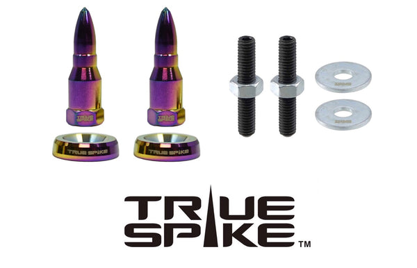 SPIKE or BULLET LICENSE PLATE FRAME WASHER BOLTS SCREWS CAPS FASTENERS COMPLETE KIT ANODIZED/CHROME/NEO CHROME // LPH002 & LPH005(BULLET) or LPH006(SPIKE)