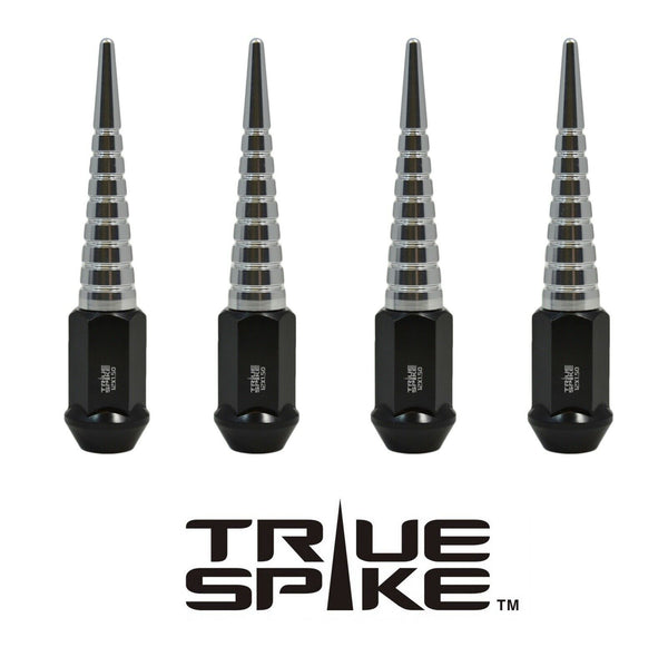 9/16-18 124MM LONG CNC MACHINED FORGED STEEL EXTENDED SPIRAL SPIKE LUG NUTS ANODIZED ALUMINUM TRUCK LENGTH  65-87 CHEVROLET (8 LUG) C20 C30 K20 K30  GMC 02-11 DODGE RAM 80-98 FORD F250 F350 // 16MM CAP DIAMETER 73MM CAP LENGTH PART # LGC003