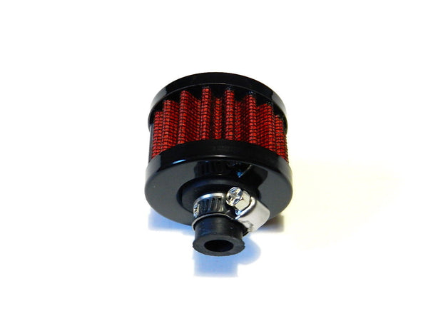 UNIVERSAL VALVE COVER AIR FILTER BREATHER WITH CLAMP 9MM RED OR BLUE // PART NUMBER AFB001