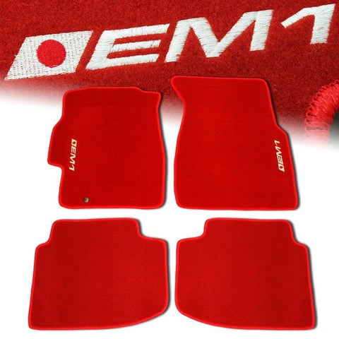 CUSTOM FIT FLOOR MATS 96-00 HONDA CIVIC COUPE EM1 LOGO COLORS: BLACK or RED