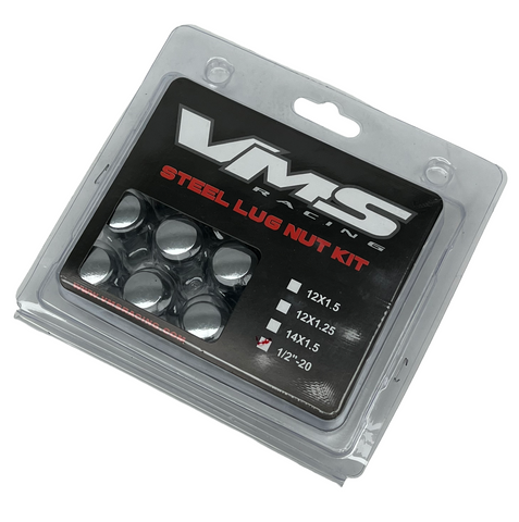 STREET/STRIP CLOSED END SPLINE FORGED STEEL LUG NUTS FOR VMS RACING WHEELS 60 DEGREE BULGE ACORN SET OF 20