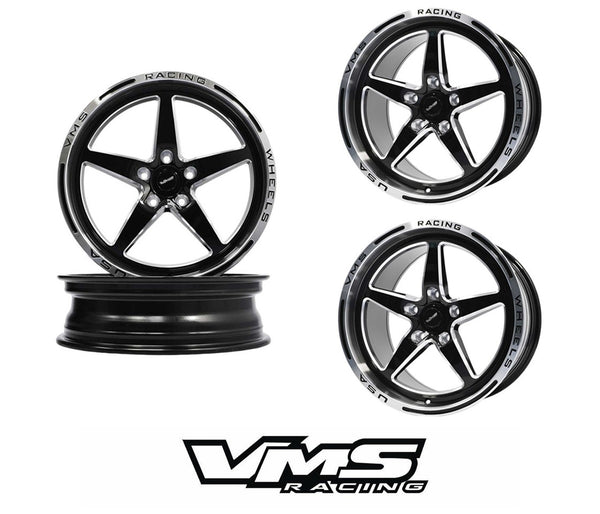 DRAG PACK STREET DRAG RACE V-STAR 17x10 44 OFFSET & 18x5 -25 OFFSET 5X120 10-23 GEN 5/6 CAMARO SS & V6, 08-09 PONTIAC G8 GT, 14-17 CHEVY SS,  08-14 CADILLAC CTS-V, 06-13 CORVETTE Z06 & GS BLACK OR POLISHED // PART# VWST015 & 16, VWST029 & 30, VWST098 & 99