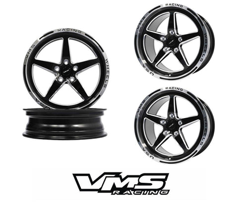 STREET DRAG RACE FRONT & REAR DRAG PACK V-STAR WHEELS 17x10 (30 OFFSET) & 18X5 5X115 (-30 OFFSET) FOR 2006-2020 DODGE CHARGER, CHALLENGER, DEMON INCLUDING SRT 392 & HELLCAT // PART # VWST031 & 032, VWST033 & 034, VWST100 & 101