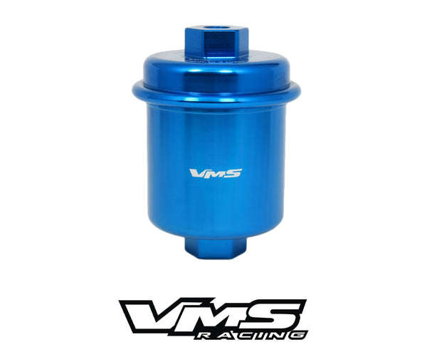 FUEL FILTER HIGH FLOW CNC MACHINED BILLET ALUMINUM STAINLESS STEEL 100 MICRON WASHABLE ELEMENT HONDA CIVIC PRELUDE ACURA INTEGRA CL RL TL // PART # FF100200