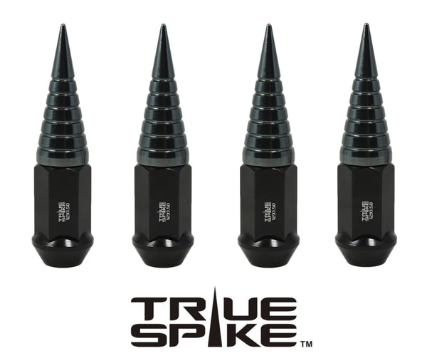 14x1.5 MM 101MM LONG 20MM WIDE SPIRAL SPIKES STEEL LUG NUTS ANODIZED ALUMINUM CAPS 00- UP CHEVROLET SILVERADO TAHOE GMC SIERRA 12-UP DODGE RAM 15-UP F150 // 20MM CAP DIAMETER 51MM CAP LENGTH PART # LGC036