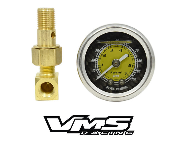 100 PSI Liquid Filled Fuel Pressure Gauge 0-100 PSI WITH Adapter for HONDA/ACURA engines