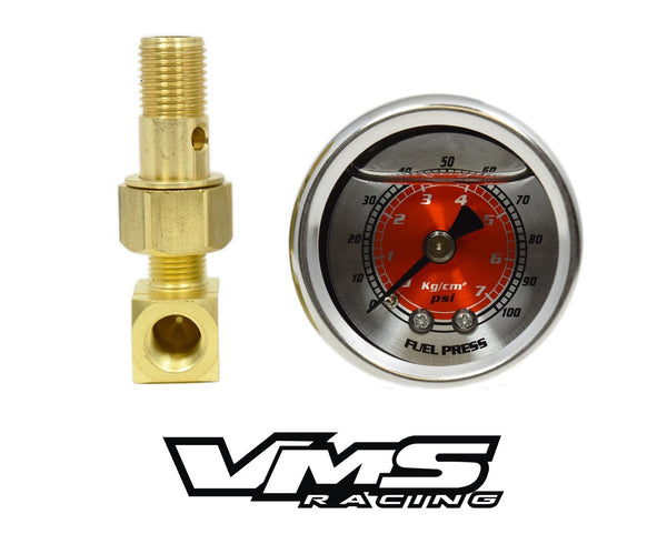 100 PSI Liquid Filled Fuel Pressure Gauge 0-100 PSI WITH Adapter for H