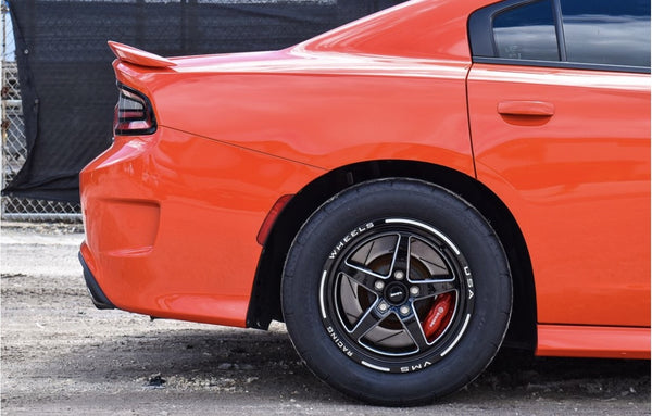 STREET DRAG RACE FRONT & REAR DRAG PACK V-STAR WHEELS 17x10 (30 OFFSET) & 18X5 5X115 (-30 OFFSET) FOR 2006-2020 DODGE CHARGER, CHALLENGER, DEMON INCLUDING SRT 392 & HELLCAT // PART # VWST031 & 032, VWST033 & 034, VWST100 & 101