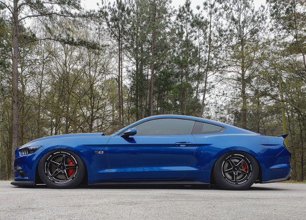 DRAG PACK STREET DRAG RACE V-STAR WHEELS 17x10 54 OFFSET & 18X5 5X114.3 -12 OFFSET FOR 05-14 S197 (NO BREMBO) 15-21 S550 FORD MUSTANG INCLUDING GT WITH PERFORMANCE PACKAGE BREMBO BRAKES BLACK or POLISHED // PART # VWST014 & VWST013 or VWST027 & VWST028