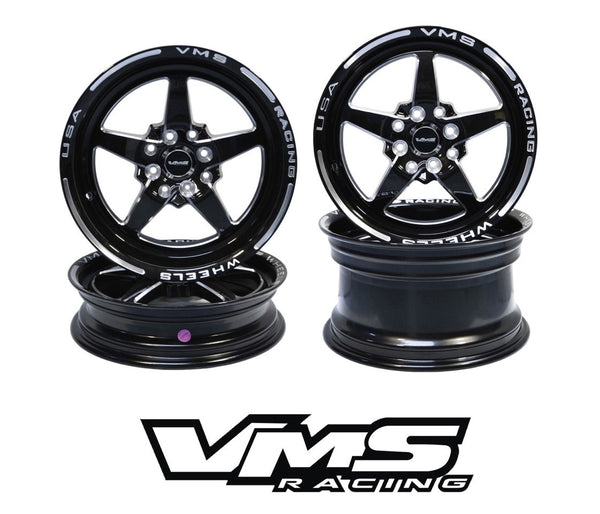 FRONT and REAR DRAG RACE V-STAR 4 LUG WHEEL SET 15x8 & 15X3.5 4X100/4X114.3 GREAT FOR HONDA CIVIC CRX ACURA INTEGRA // PART # VWST002 VWST003