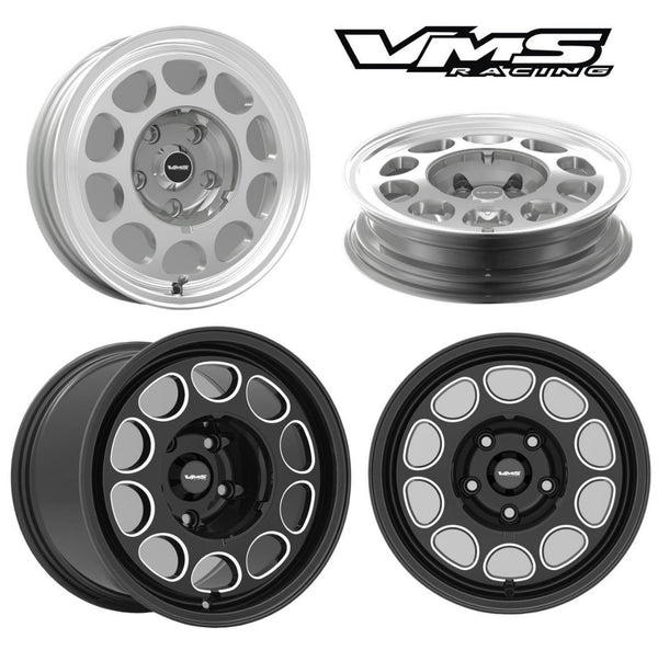 DRAG PACK STREET OR DRAG RACE 5 LUG 10 HOLE PHONE DIAL WHEELS 15x10 5X114.3 (5X4.5") 20 OFFSET (6.3" BACKSPACING) & 15x3.5 5X114.3 (5X4.5") -13 OFFSET (1.75" BACKSPACING) for 1979-1993 FORD MUSTANG GT LX SVO FOX BODY  BLACK or SILVER