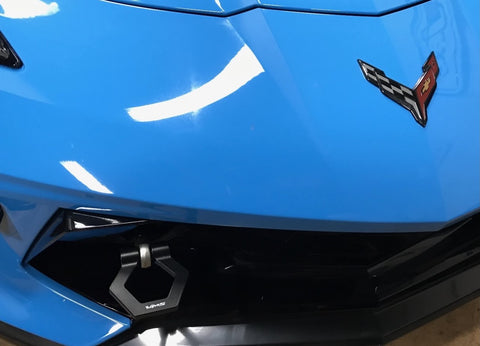 2020-2024 Chevrolet Corvette Racing Tow Hook Hooks C8 Stingray Drag Race Oval Track Available in Red or Black // Part # THC7F and THC7R