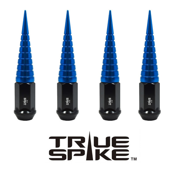 12x1.5 MM 112MM LONG 20MM WIDE SPIRAL SPIKES STEEL LUG NUTS ANODIZED ALUMINUM CAPS // 20MM CAP DIAMETER 73MM CAP LENGTH PART # LGC033