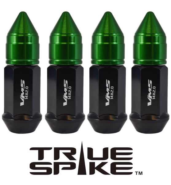 9/16-18 81MM LONG APOLLO SPIKE FORGED STEEL LUG NUTS WITH ANODIZED ALUMINUM CAP 65-87 CHEVROLET (8 LUG) C20 C30 K20 K30 GMC 02-11 DODGE RAM 80-98 FORD F250 F350 // CAP: 20MM DIAMETER 30MM HEIGHT PART # LGC044
