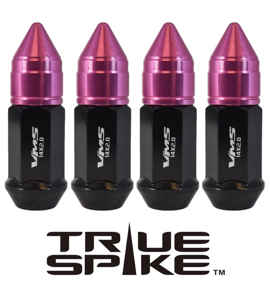 JDM Pink Spiked Aluminum Lug Nuts M12x1.5 - 20pc Set With Adapter, 60/107mm Tall