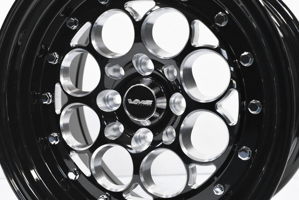 FRONT or REAR DRAG RACE ALL BLACK REVOLVER 4 LUG WHEEL 15X8 4X100/ 4X114.3 20 OFFSET ALL BLACK GREAT FOR HONDA CIVIC CRX ACURA INTEGRA // PART # VWRE002