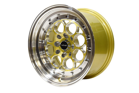 REVOLVER WHEEL 15X8 4X100/ 4X114.3 20 OFFSET GREAT FOR HONDA CIVIC CRX ACURA INTEGRA GOLD OR BLACK MILLING FINISH // PART # VWRE001 VWRE003