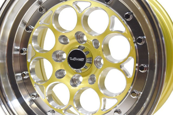 REVOLVER WHEEL 15X8 4X100/ 4X114.3 20 OFFSET GREAT FOR HONDA CIVIC CRX ACURA INTEGRA GOLD OR BLACK MILLING FINISH // PART # VWRE001 VWRE003