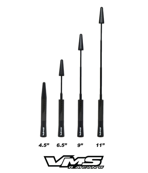 CARBON FIBER BILLET ALUMINUM RETRACTABLE SHORT ANTENNA KIT 5"-9" INCHES LONG BLACK OR SILVER// PART # SARBCF & SARSCF