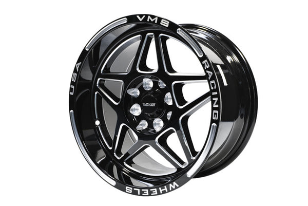 thumbnail image 2 of VMS Racing Delta 15x8 Drag Wheels – Black Polished, 5x100 / 5x114.3, +20 Offset (Set Of 2) 2 of 4
