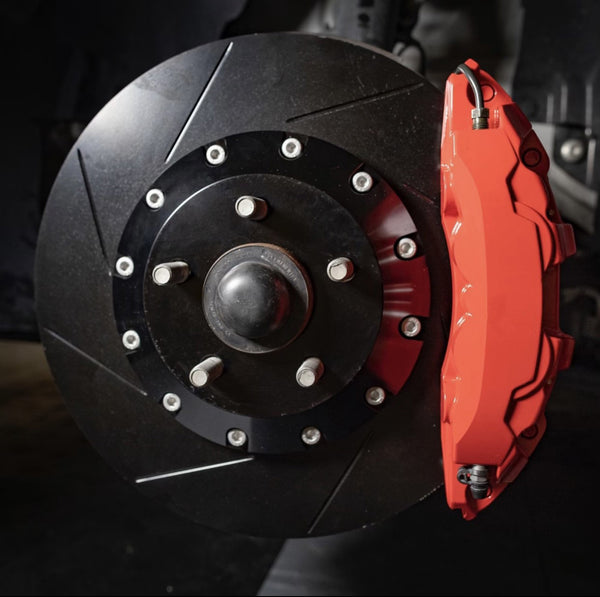 FRONT BIG BRAKE KIT 2 PIECE 14" (355MM) ROTORS WITH 4 PISTON CALIPERS FOR 2015-2021 S550 FORD MUSTANG ECOBOOST V6 GT // PART # BBK001RD