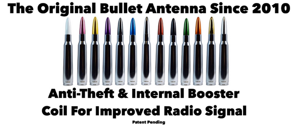 2 PIECE 50 CALIBER CAL BULLET STYLE ALUMINUM SHORT ANTENNA KIT 5.5" INCHES LONG