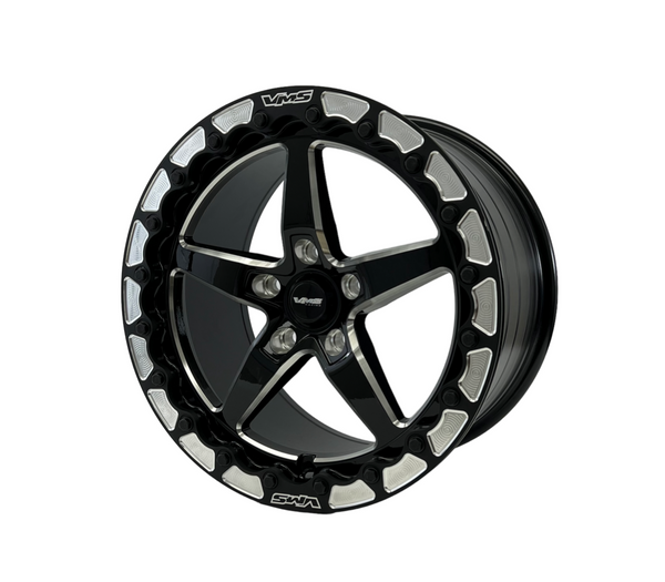 BEADLOCK DRAG RACE V-STAR REAR WHEEL 17x10 5X114.3 +54 OFFSET (7.6" BACKSPACING) FOR 2005-2023 S197 & S550 FORD MUSTANG INCLUDING THE GT WITH PERFORMANCE PACKAGE BREMBO BRAKES // PART # VWST080