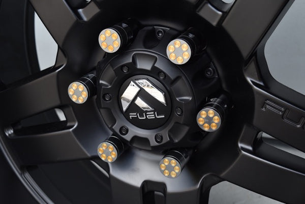 14X1.5 MM 81MM LONG REVOLVER SHELLS FORGED STEEL LUG NUTS WITH ANODIZED ALUMINUM CAP 00- UP CHEVROLET SILVERADO TAHOE GMC SIERRA 12-UP DODGE RAM 15-UP F150 // CAP: 25MM DIAMETER 30MM HEIGHT PART # LGC046