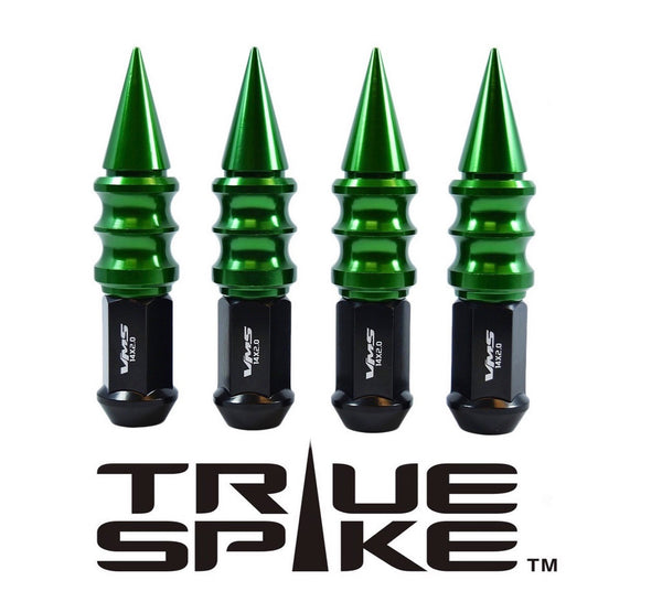 14X2.0 MM 124MM LONG CNC MACHINED FORGED STEEL EXTENDED RIBBED SPIKE LUG NUTS ANODIZED ALUMINUM TRUCK LENGTH 04-14 FORD F150 RAPTOR TREMOR EXPEDITION // 25MM CAP DIAMETER 73MM CAP LENGTH PART NUMBER LGC029