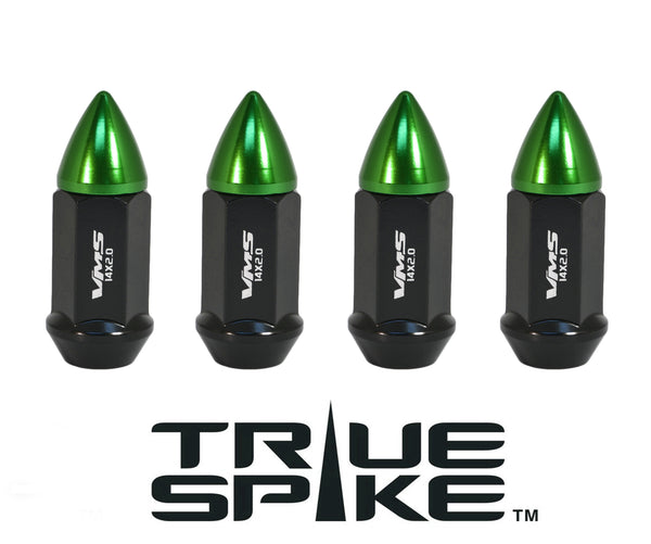 14x1.5 MM CARS ONLY!! NO TRUCKS!! 62MM LONG CNC MACHINED FORGED STEEL EXTENDED SPIKE SMALL BULLET LUG NUTS ANODIZED ALUMINUM CAP // 20MM DIAMETER 21MM HEIGHT PART # LGC010