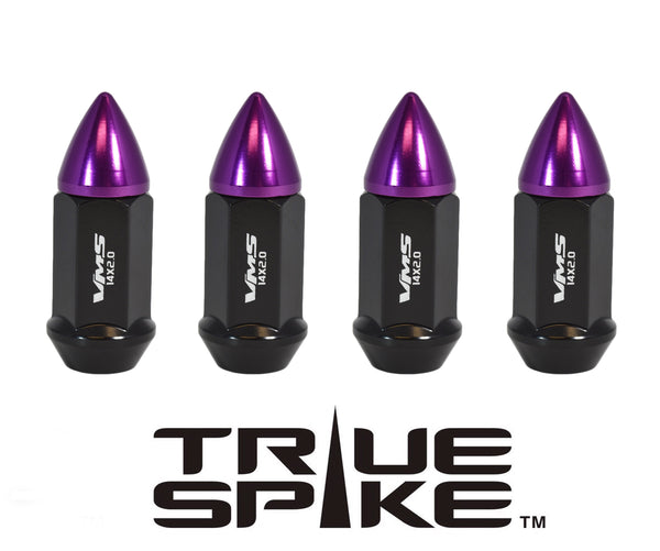 14x1.5 MM CARS ONLY!! NO TRUCKS!! 62MM LONG CNC MACHINED FORGED STEEL EXTENDED SPIKE SMALL BULLET LUG NUTS ANODIZED ALUMINUM CAP // 20MM DIAMETER 21MM HEIGHT PART # LGC010