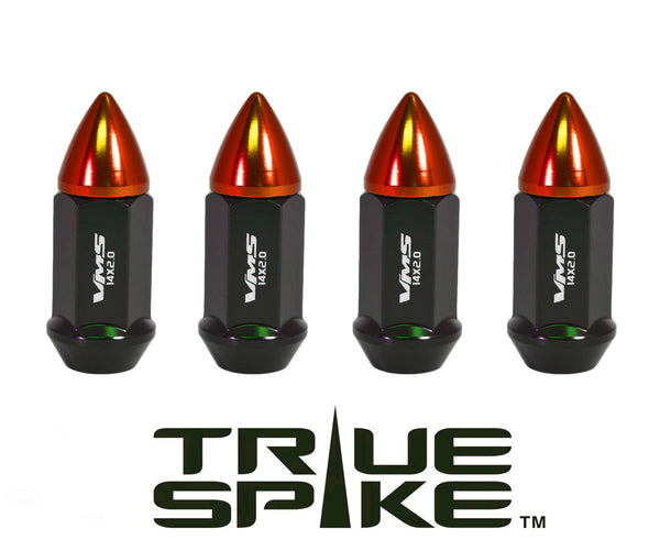 14x1.5 MM CARS ONLY!! NO TRUCKS!! 62MM LONG CNC MACHINED FORGED STEEL EXTENDED SPIKE SMALL BULLET LUG NUTS ANODIZED ALUMINUM CAP // 20MM DIAMETER 21MM HEIGHT PART # LGC010